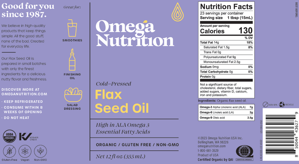 Omega Nutrition Flax Seed Oil