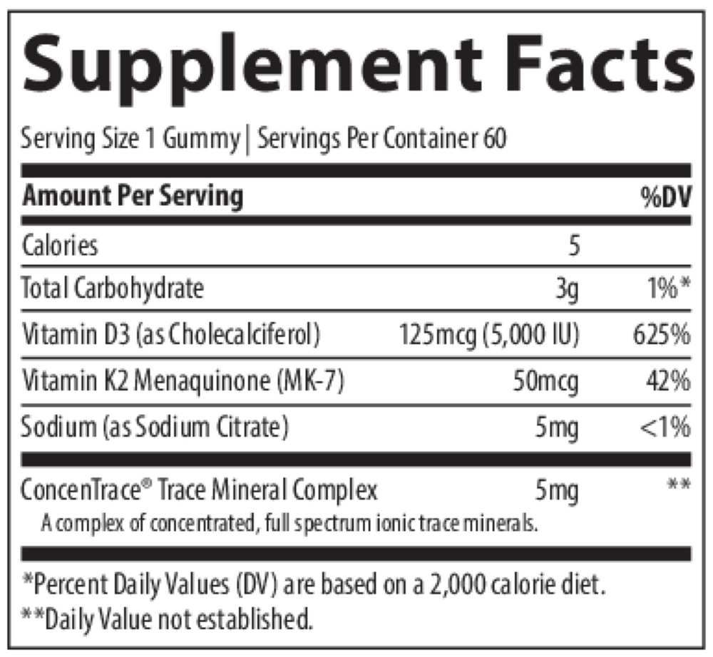 Trace Minerals Research Vitamin D3 + K2 Gummies