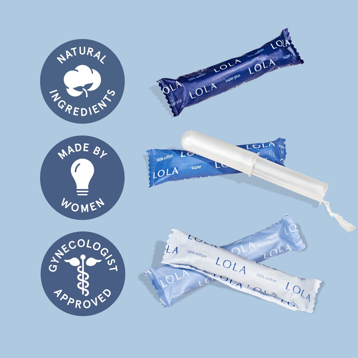 LOLA Super Plus Tampons, Organic Cotton, Compact Plastic Applicator, 20 Count