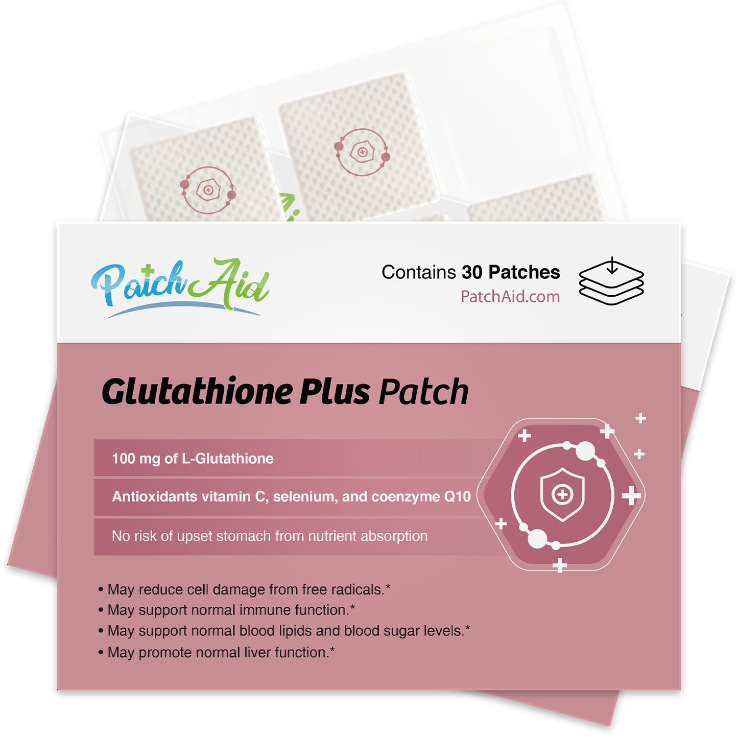Glutathione Plus Patch - Antioxidant & Detox Support: 1 Pack-30 Patches