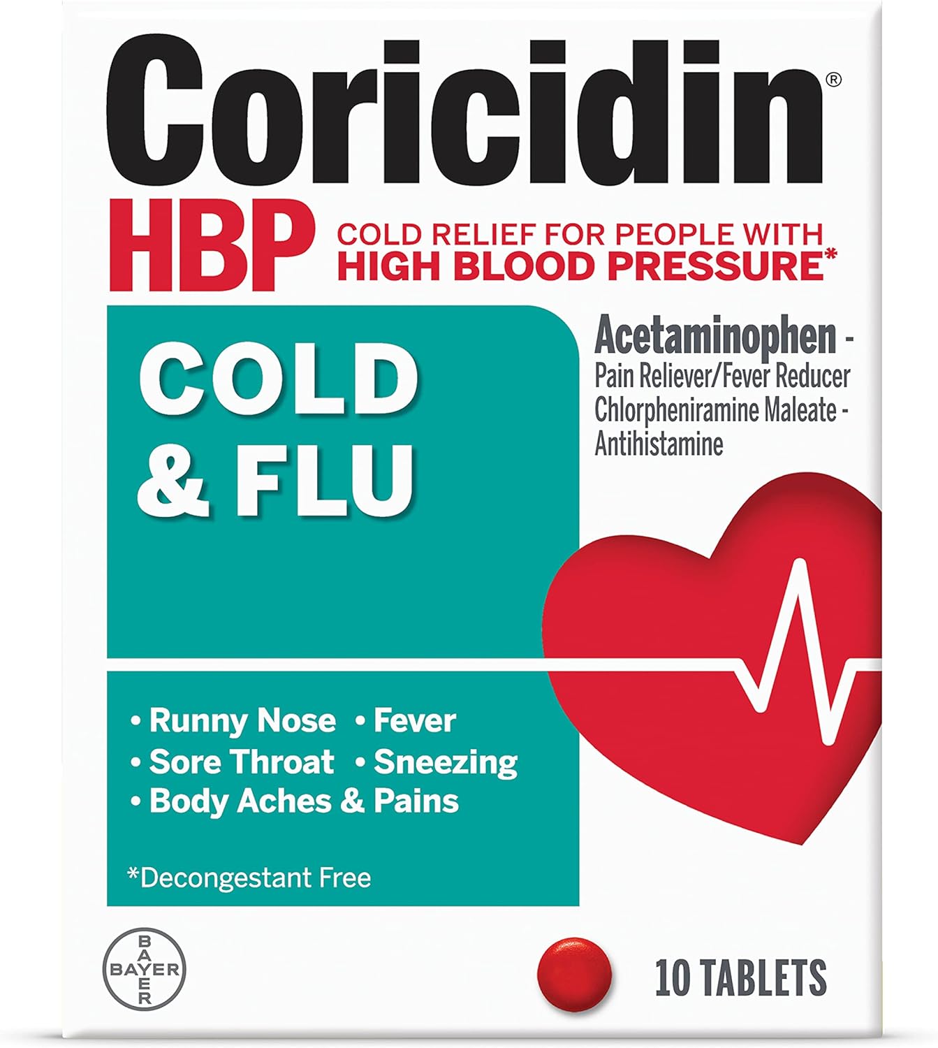 CORICIDIN HBP TAB CLD FLU 10