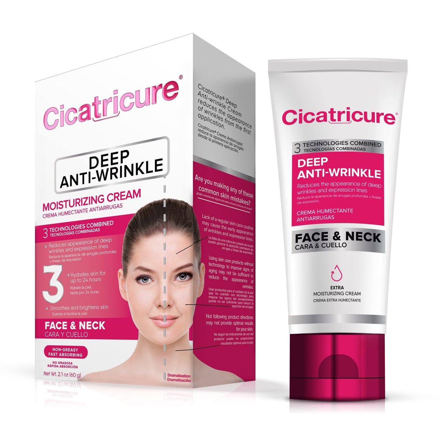 Cicatricure Deep Anti-Wrinkle Moisturizing Cream for Face and Neck, 2.1 OZ