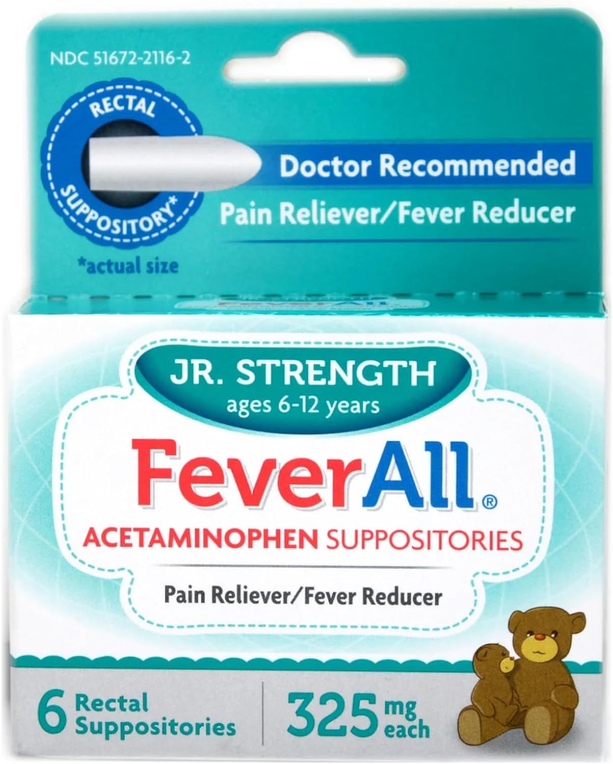 FEVERALL SUPP 325 MG 6