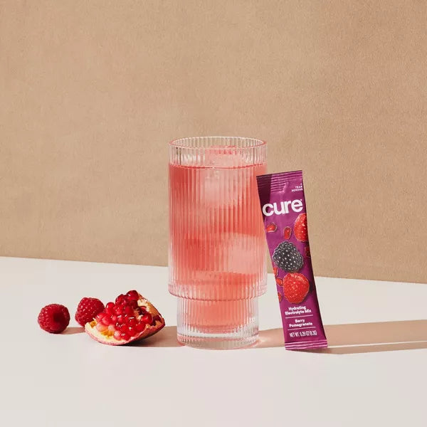 Cure Hydration Electrolyte Vegan Drink Mix Powder - Berry Pomegranate - 2.3oz/8pk