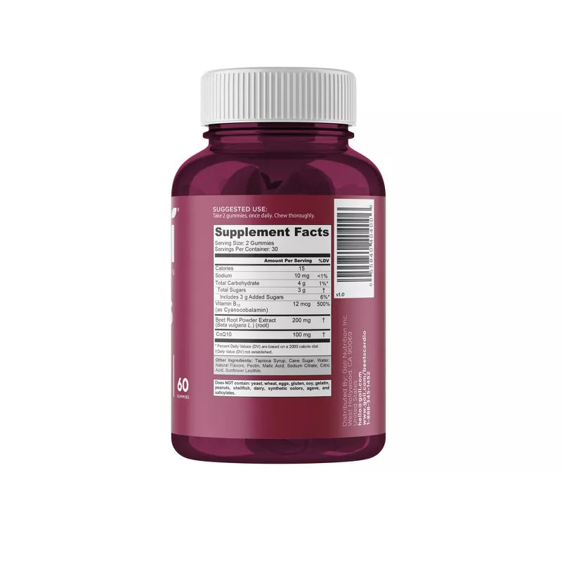 Goli Nutrition Beets Cardio Vegan Vitamin Gummies - 60ct
