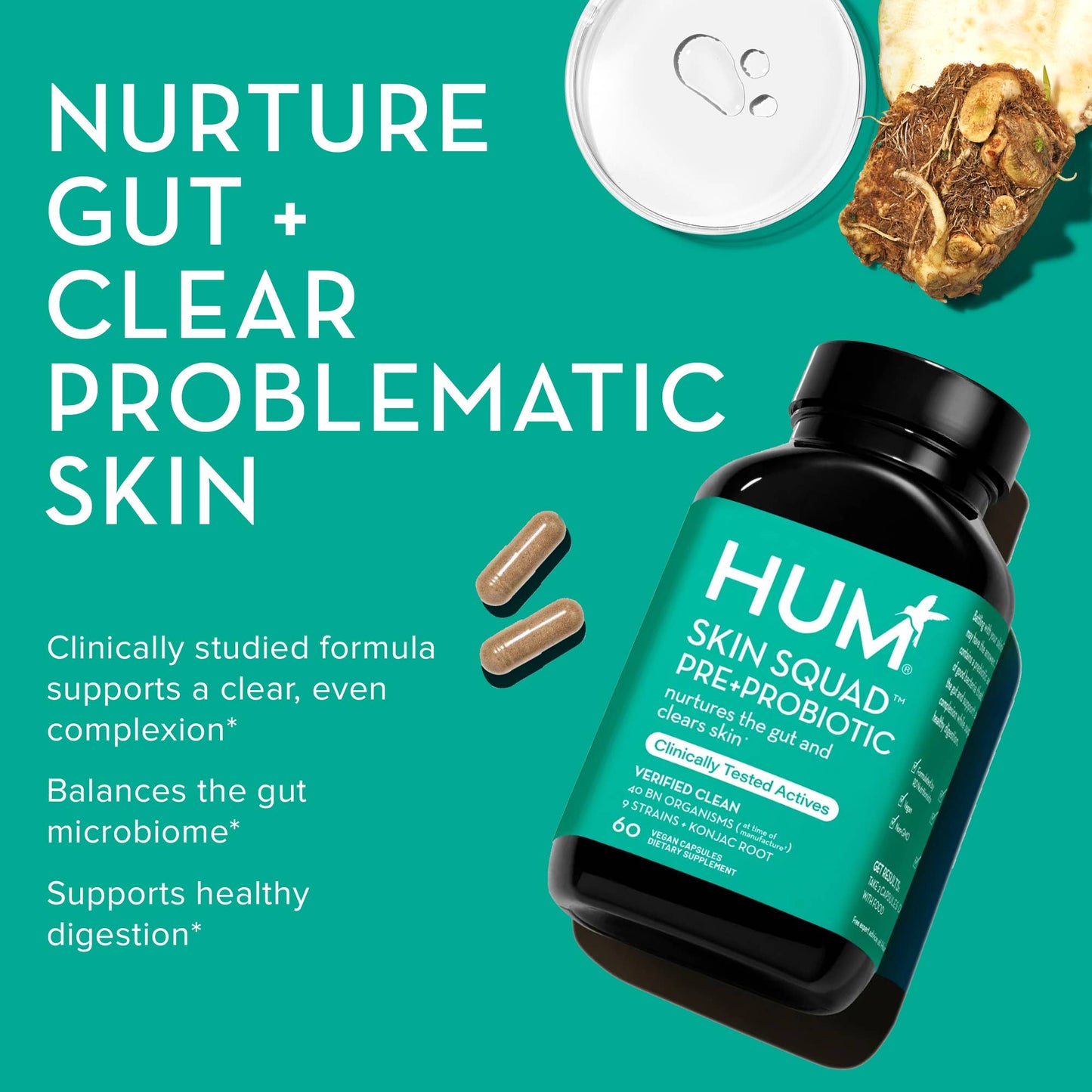 SKIN SQUAD PRE+PROBIOTIC CAPSULES FOR SKIN & GUT HEALTH