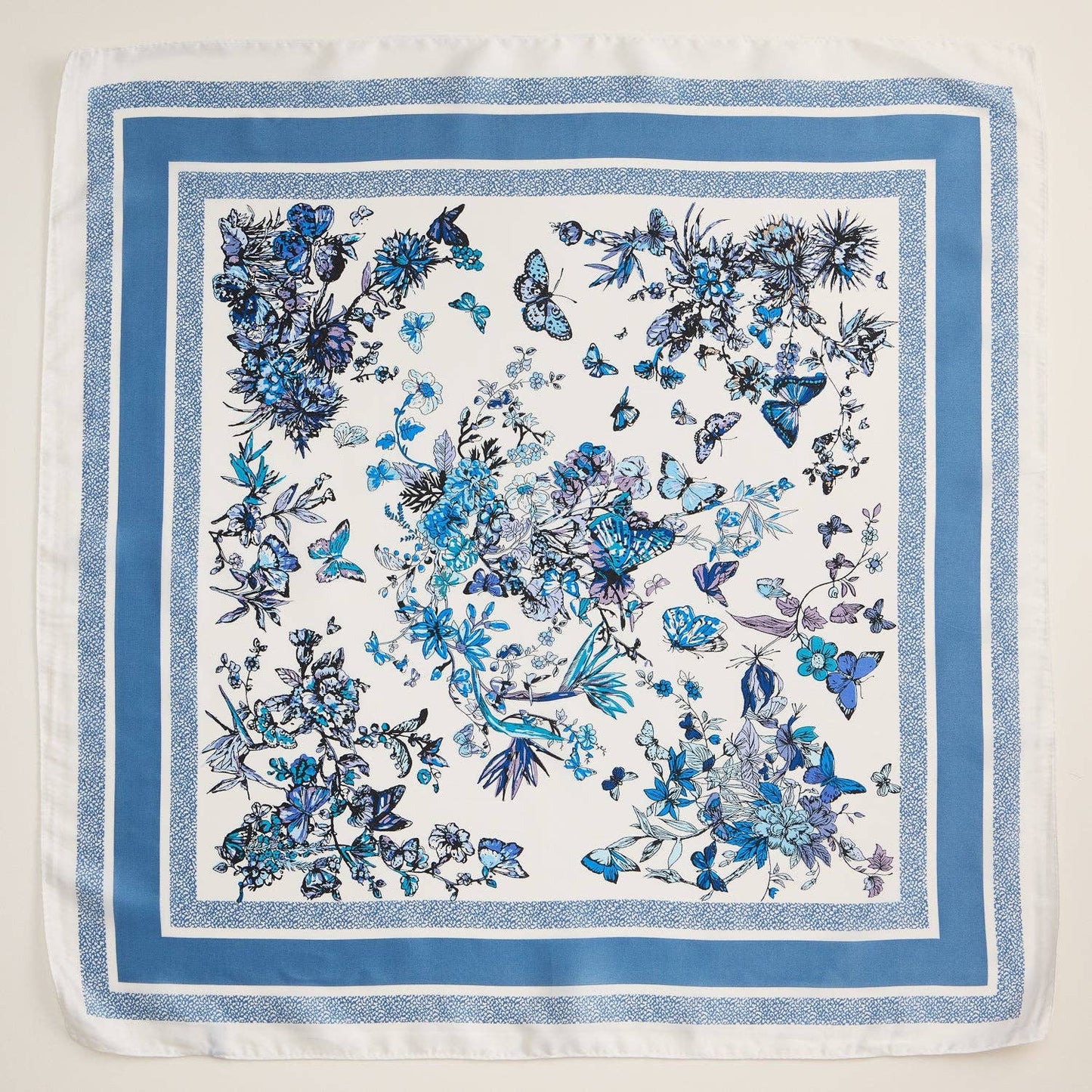 Floral Butterfly Silk Texture Square Scarf: Rose / One / 5DR98064