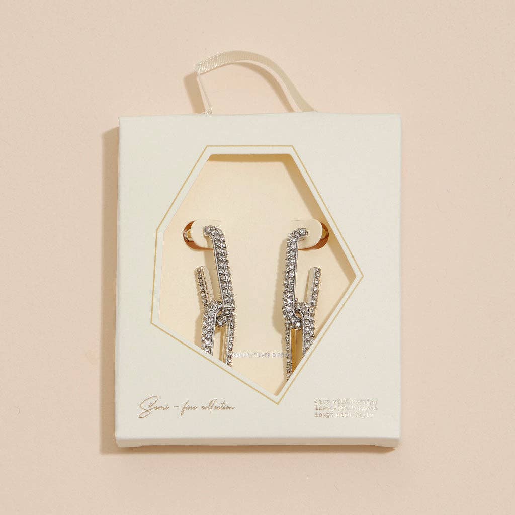 18k Gold Dipped Linked CZ Dangling Earrings | CZ Dangling Earrings: Gold / One / 4DE38068