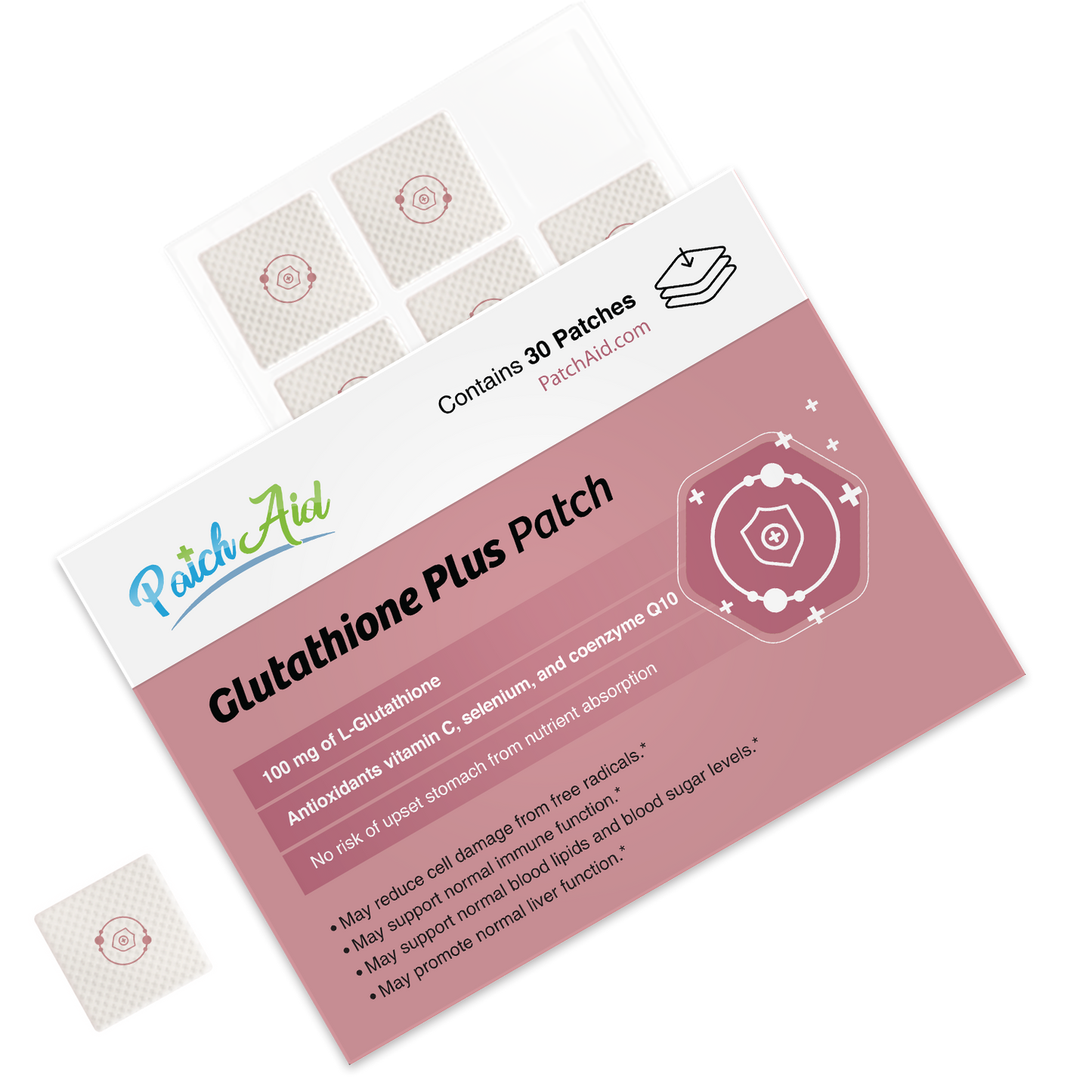 Glutathione Plus Patch - Antioxidant & Detox Support: 1 Pack-30 Patches