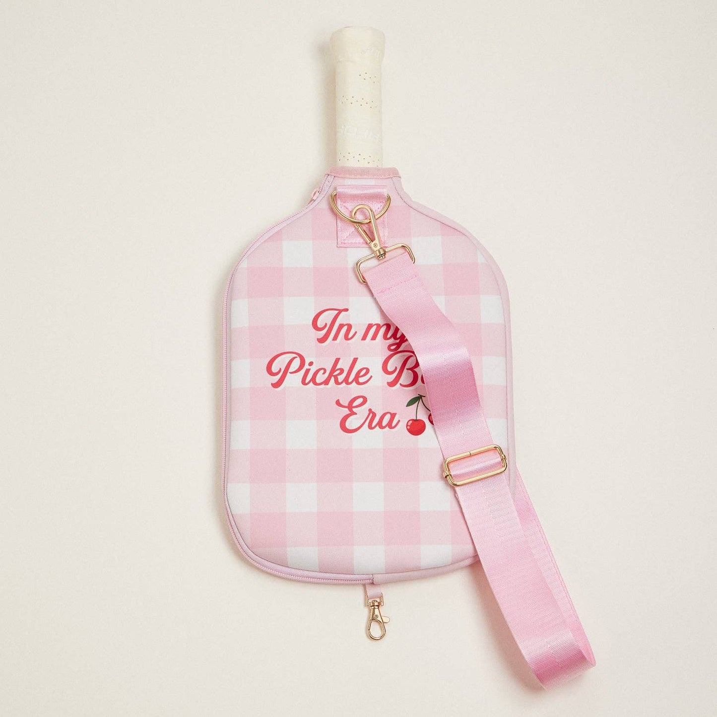 Checker-and-Cherry--Neoprene-Pickleball-Paddle-Bag: Pink / One / 5AG78024