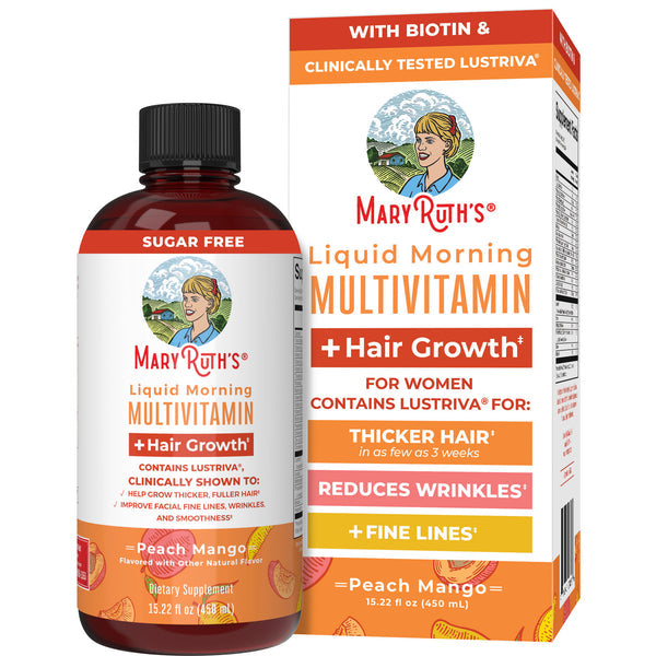 Mary Ruth’s Liquid Morning Multivitamin + Hair Growth Peach Mango