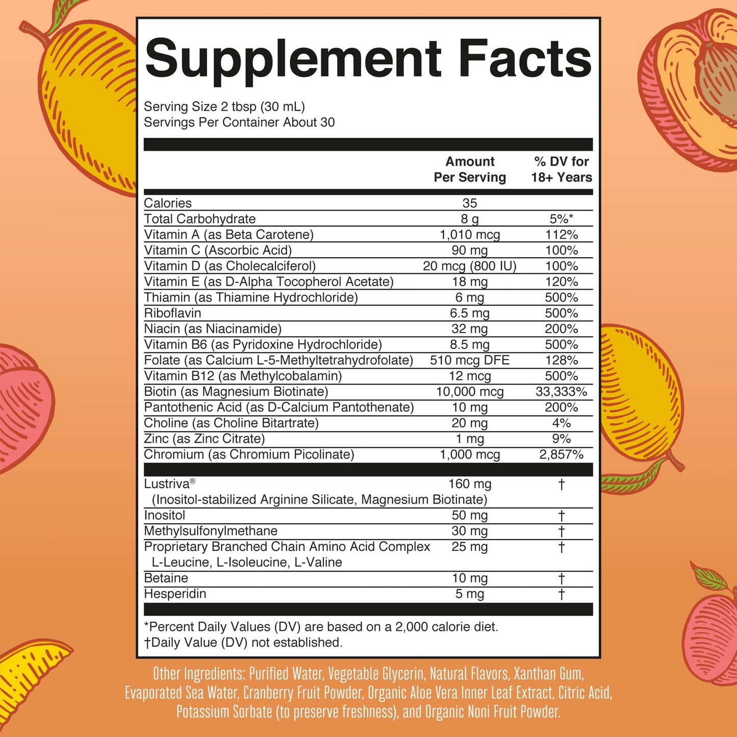 Mary Ruth’s Liquid Morning Multivitamin + Hair Growth Peach Mango