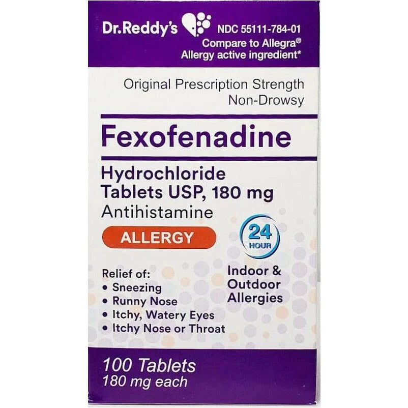 Dr Reddys Fexofenadine 180 mg Tablets Allergy Relief 100 Count