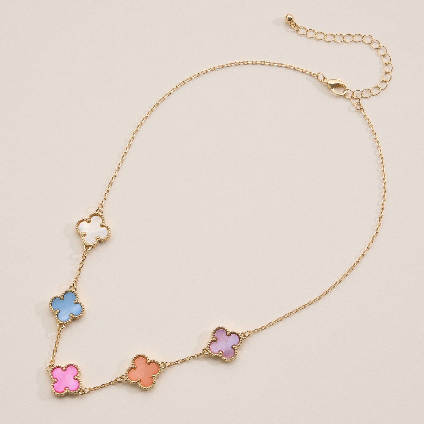 Gold Chain Necklace with Shell Inlay Charms: Light Multi