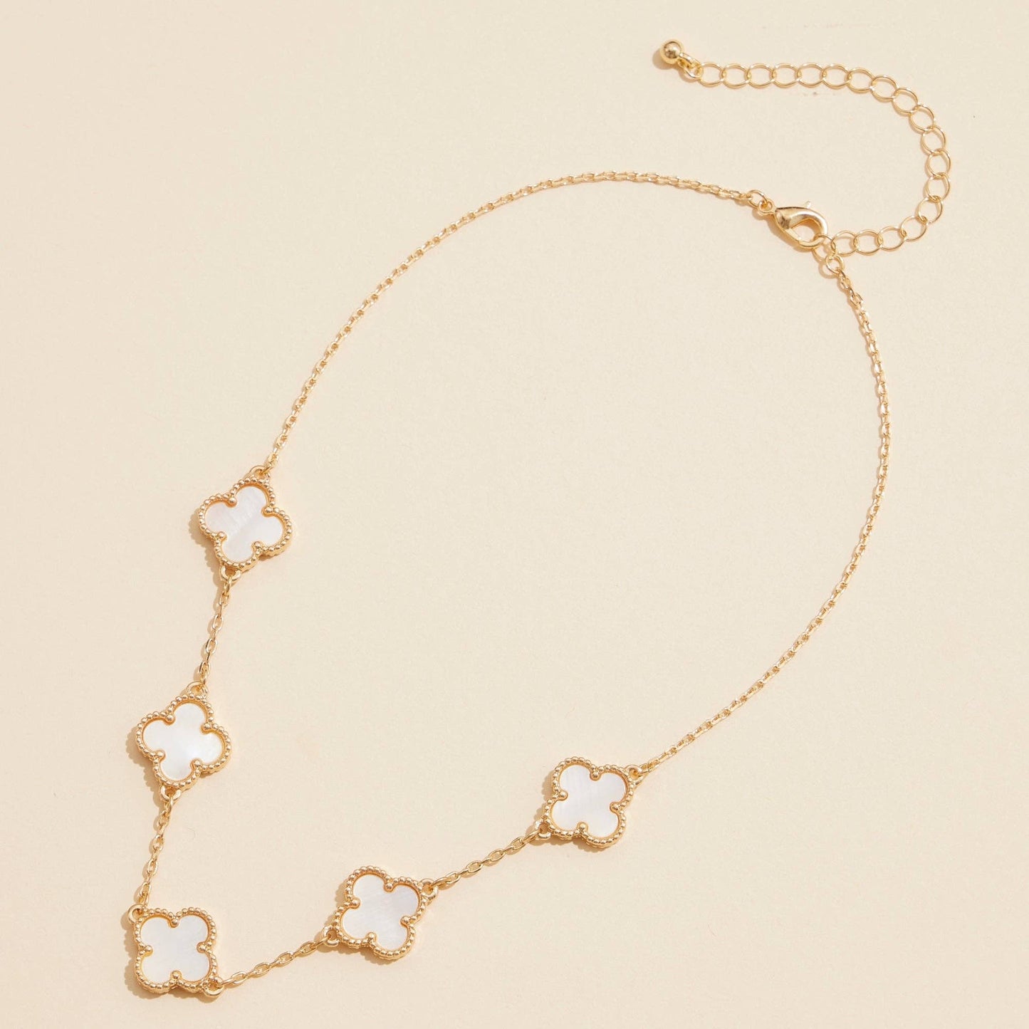 Gold Chain Necklace with Shell Inlay Charms: Blue Multi