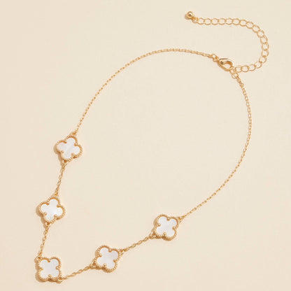 Gold Chain Necklace with Shell Inlay Charms: Blue Multi