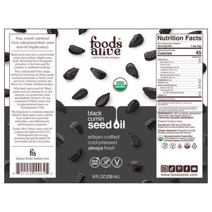 Foods Alive Black Seed (Cumin) Oil Organic