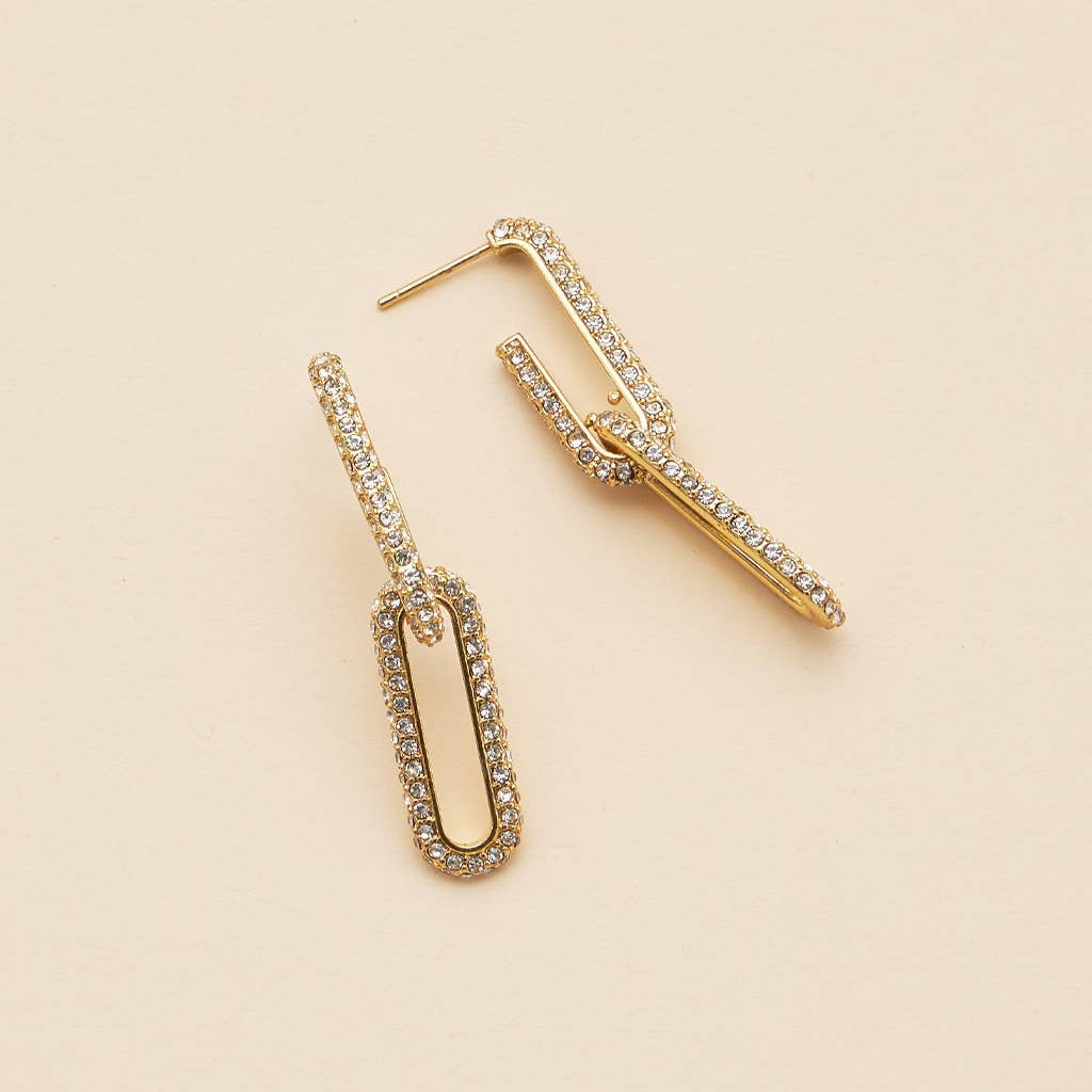18k Gold Dipped Linked CZ Dangling Earrings | CZ Dangling Earrings: Gold / One / 4DE38068
