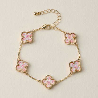 Colorful Shell Charm Bracelet with Gold Detailing: Multi Blue / One / 5SB21068