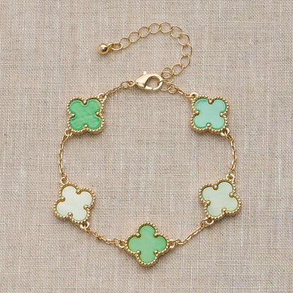Colorful Shell Charm Bracelet with Gold Detailing: Multi Blue / One / 5SB21068