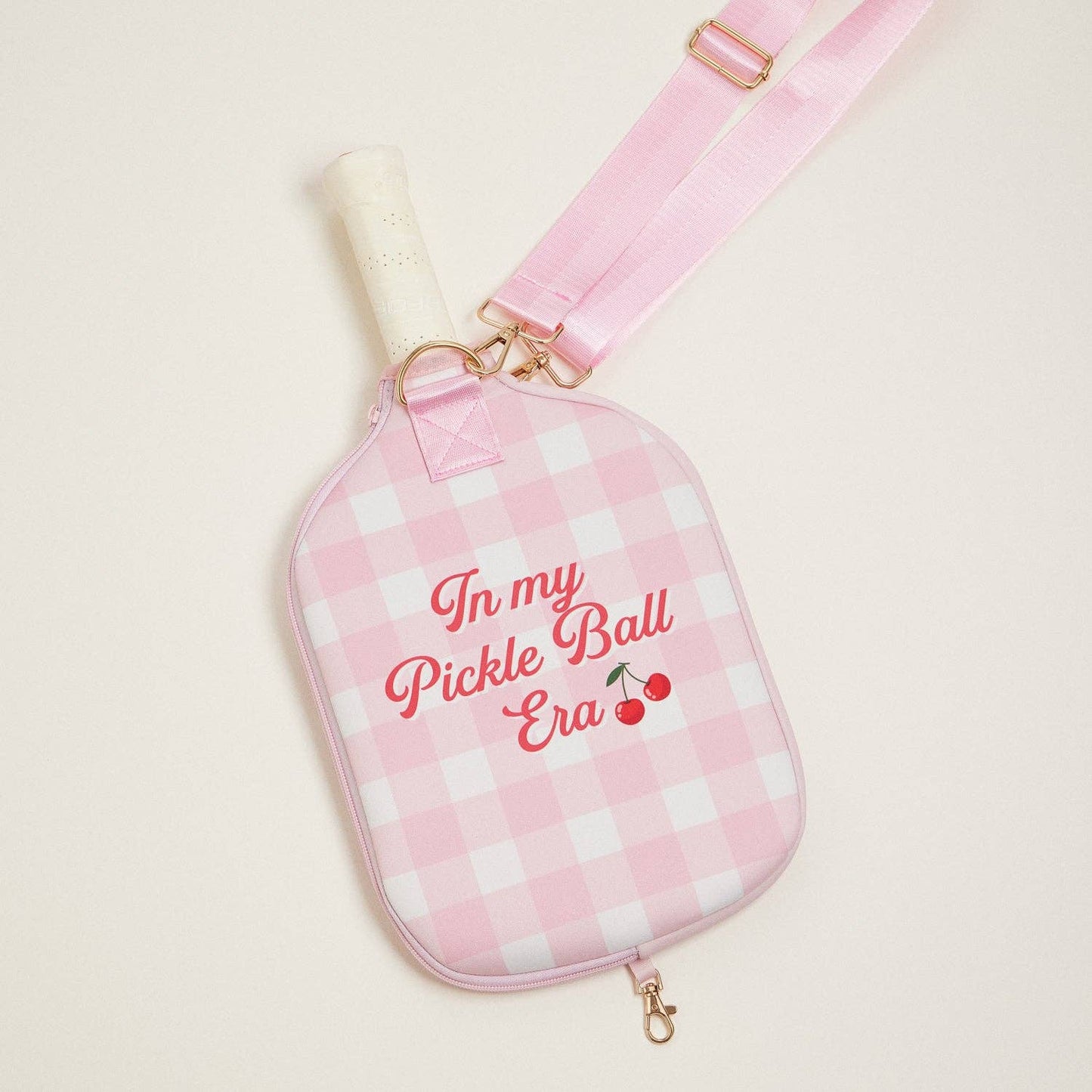Checker-and-Cherry--Neoprene-Pickleball-Paddle-Bag: Pink / One / 5AG78024