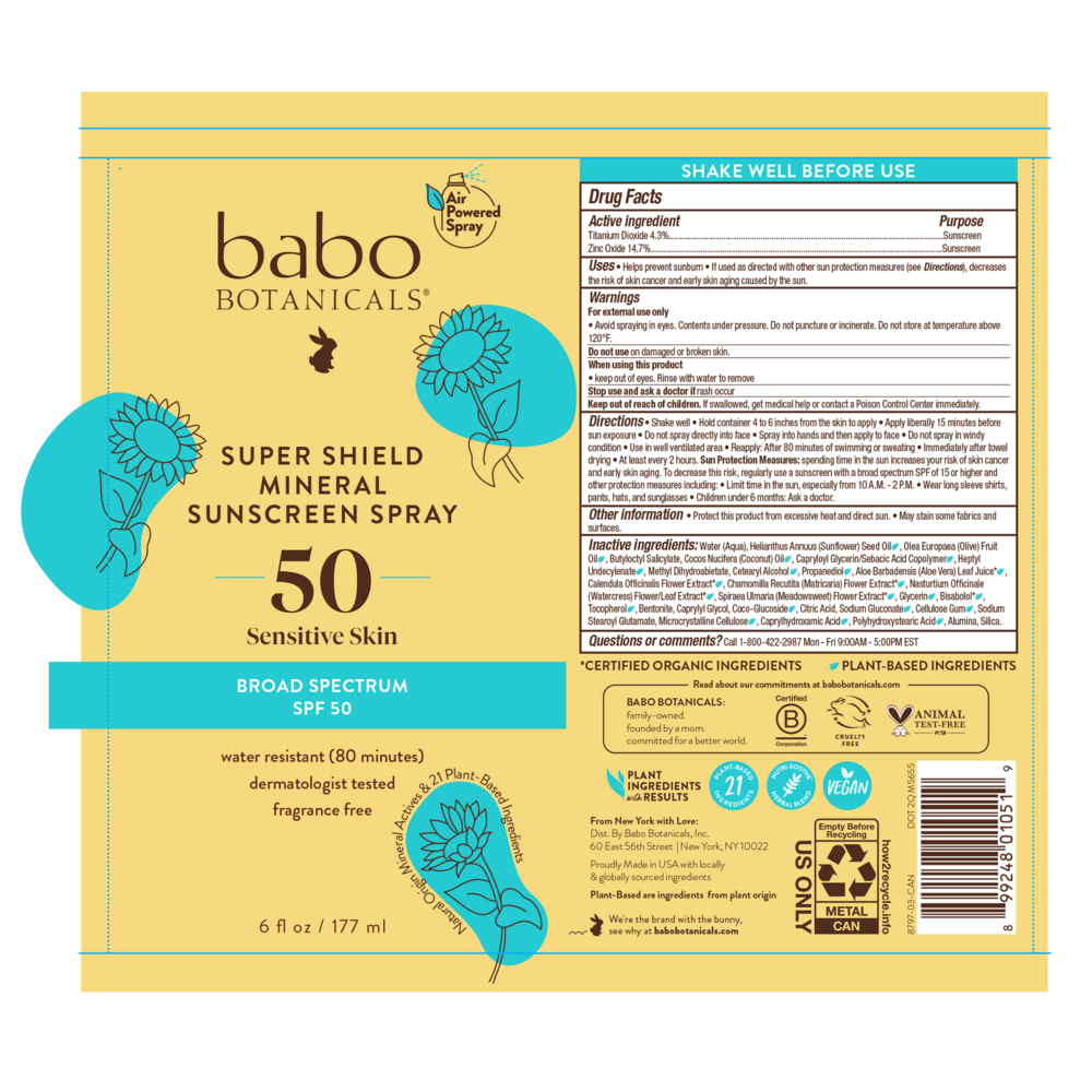 Babo Botanicals Super Shield Mineral Sunscreen Spray SPF50