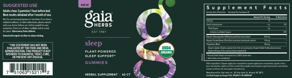 gaia Herbs Sleep Gummies 40 Vegan Gummies