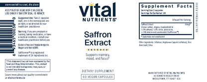 Vital Nutrients Saffron Extract 30mg