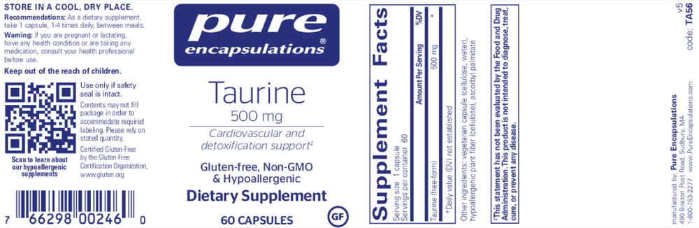 Pure Encapsulations Taurine 500mg