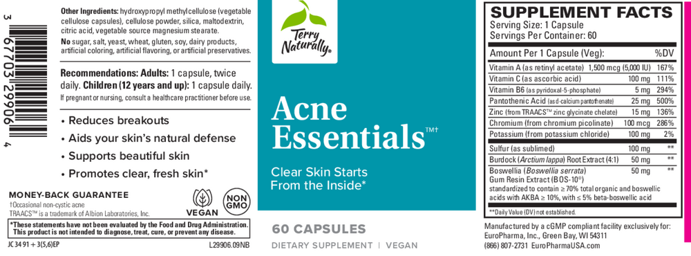 Terry Naturally Acne Essentials 60 Caps