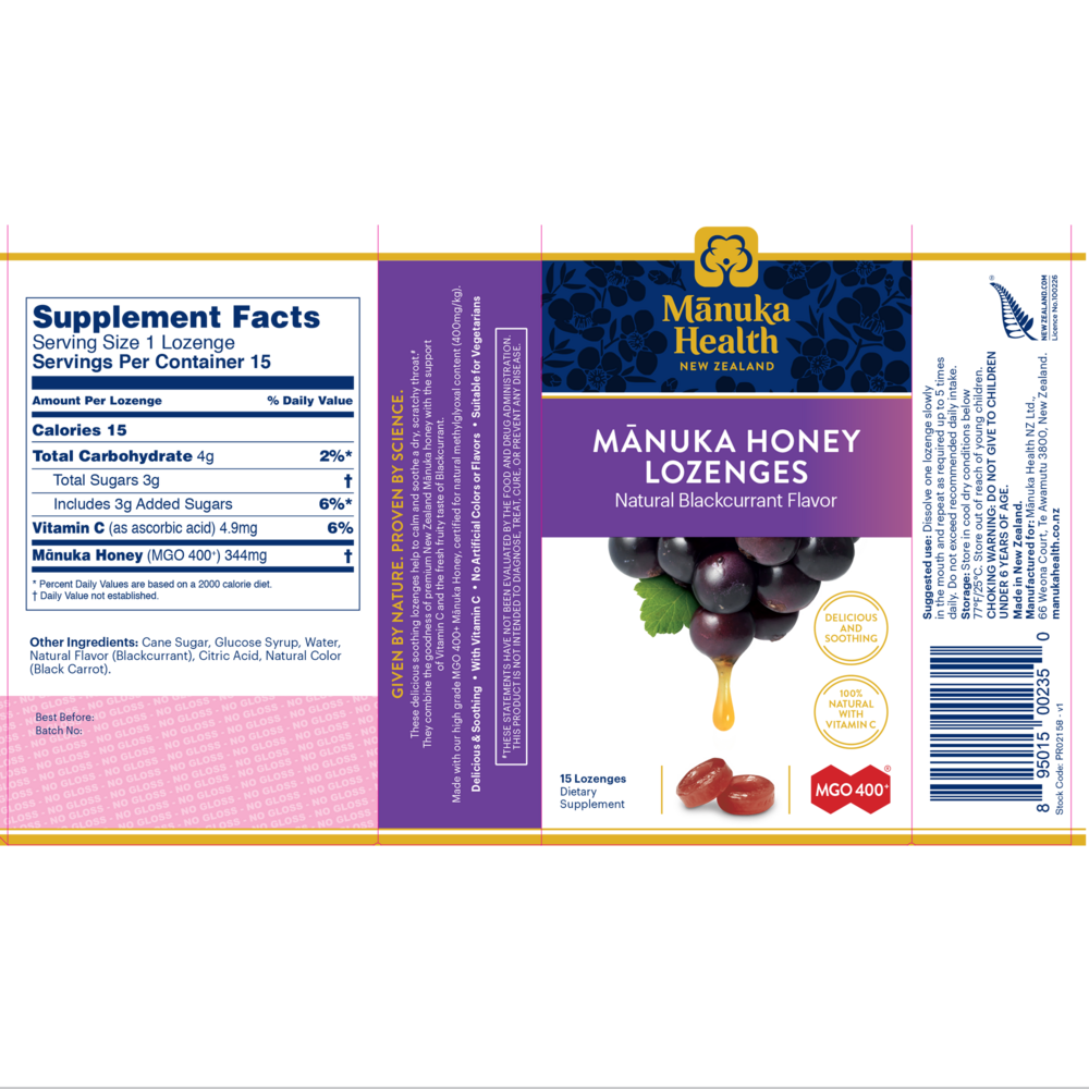 Manuka Honey Blackcurrent Lozenges