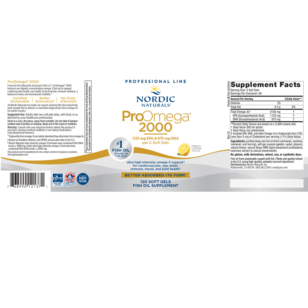 Nordic Naturals ProOmega® 2000, Softgels, Lemon