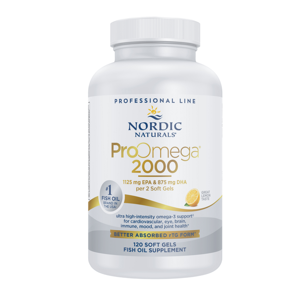 Nordic Naturals ProOmega 2000 supplement bottle on a white background