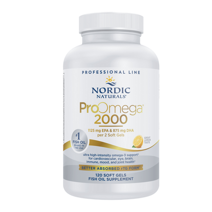 Nordic Naturals ProOmega 2000 supplement bottle on a white background