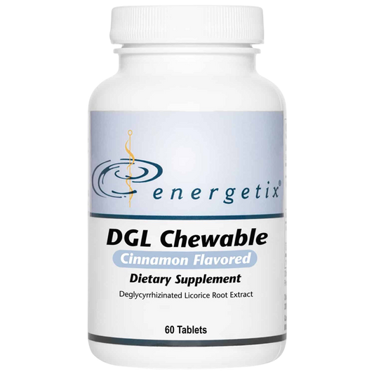 Energetix DGL Chewable dietary supplement bottle on a white background