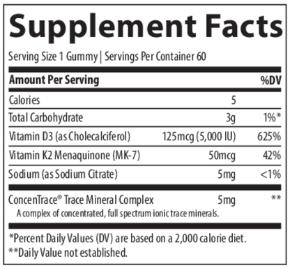 Trace Minerals Research Vitamin D3 + K2 Gummies