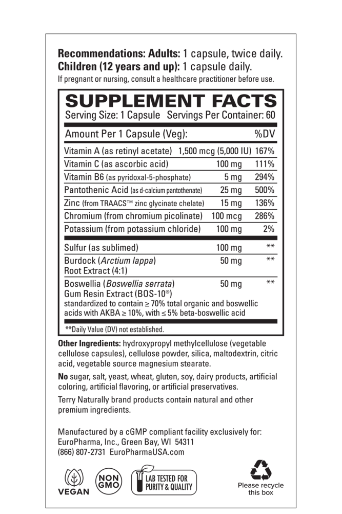 Terry Naturally Acne Essentials 60 Caps