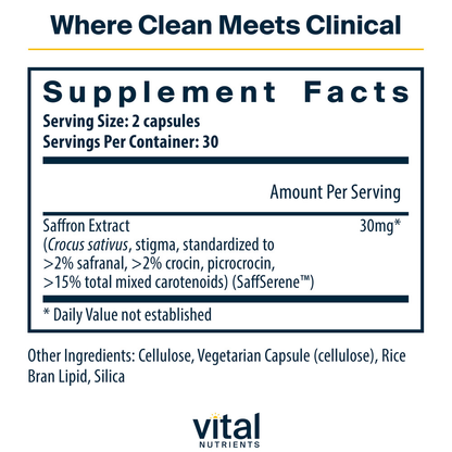Vital Nutrients Saffron Extract 30mg