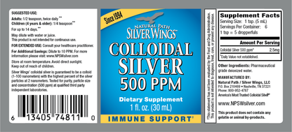 Silver Wings Colloidal Silver 500 PPM dropper 1 fl oz