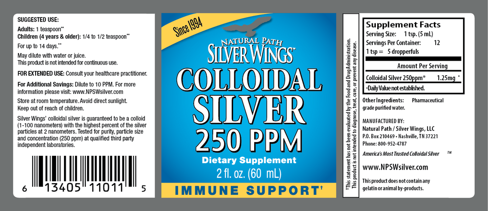 Silver Wings Colloidal Silver 250PPM Dropper