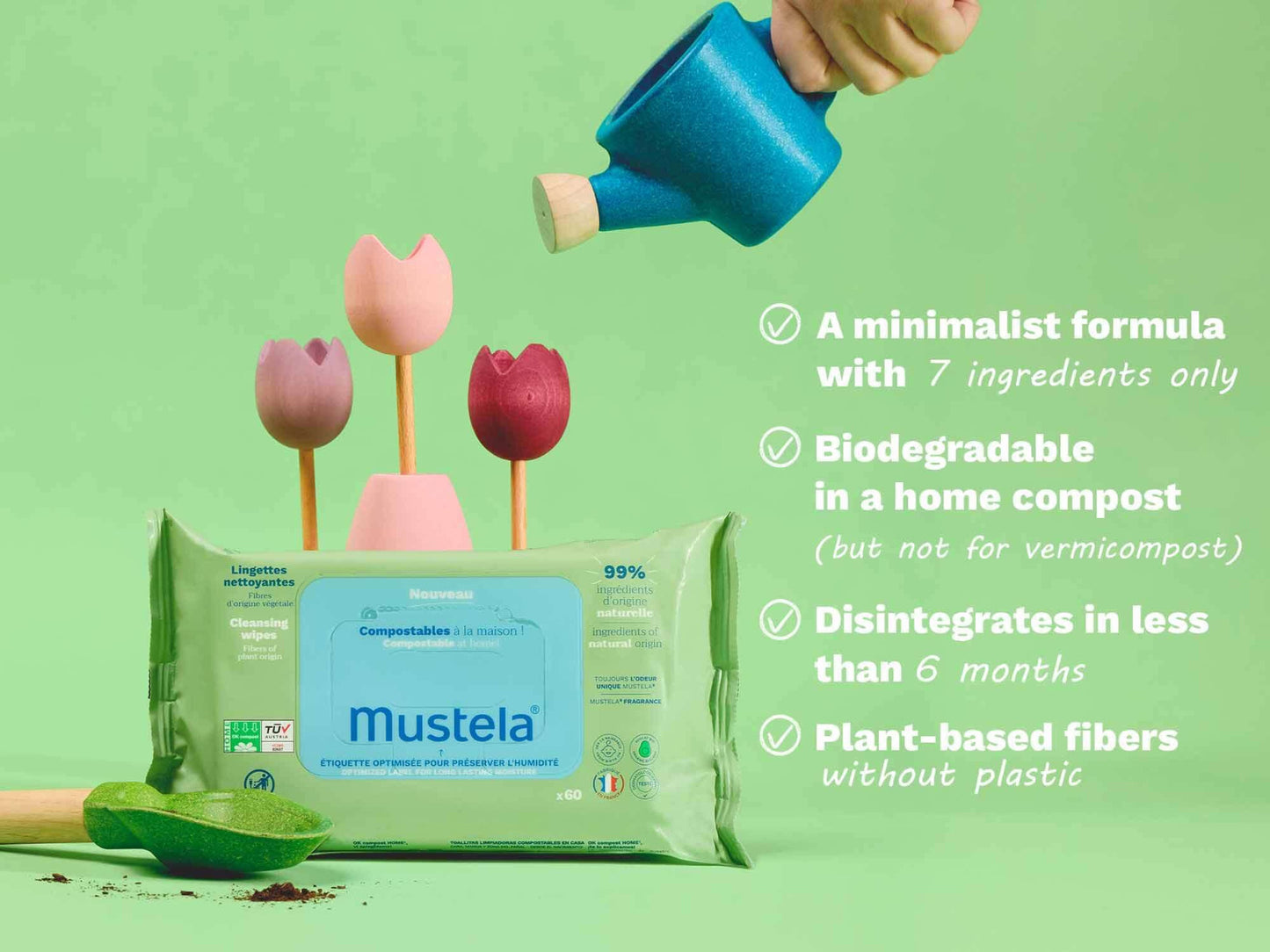 Mustela Home Compostable Wipes (60-Pack)