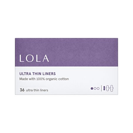 LOLA Ultra Thin Liners, 100% Organic Cotton, Light Absorbency, 36 Count