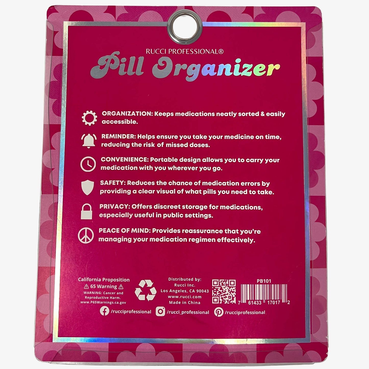 PB101 Rucci Pill Organizer – Hard Shell Weekly Travel Case