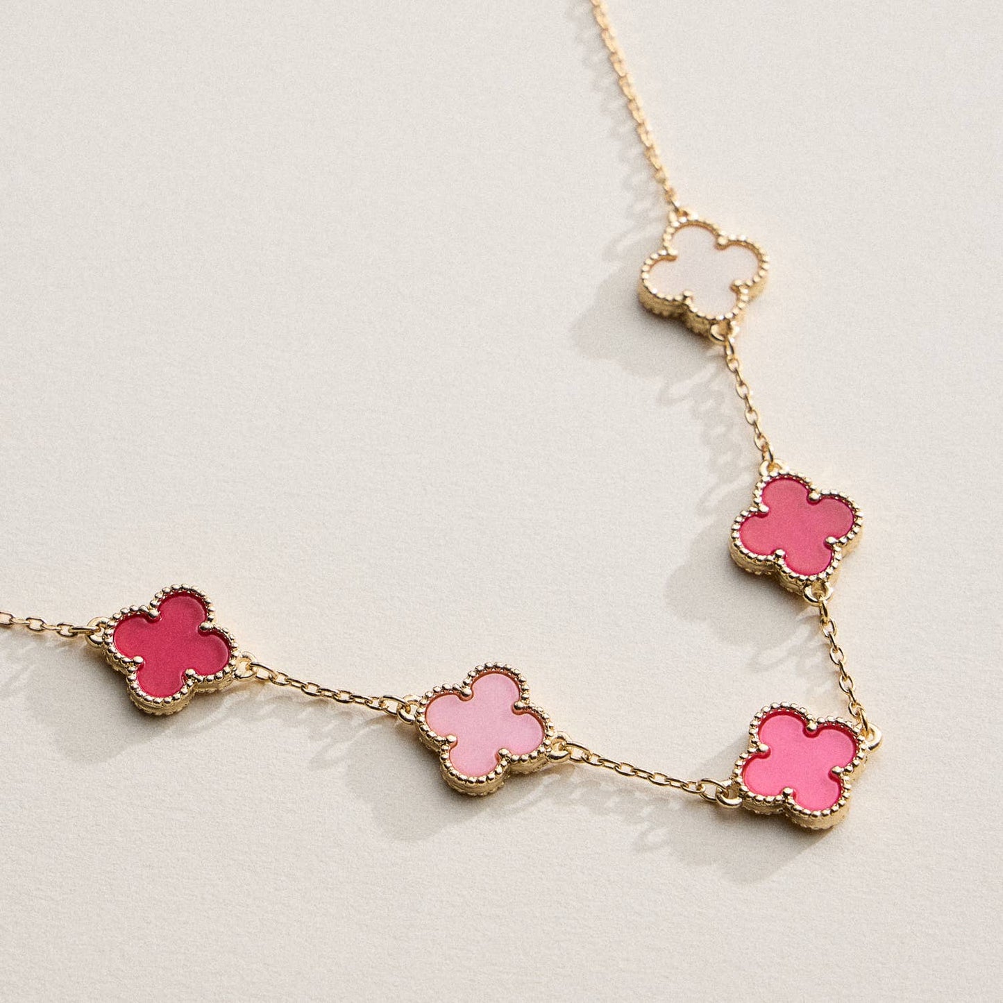 Gold Chain Necklace with Shell Inlay Charms: Blue Multi