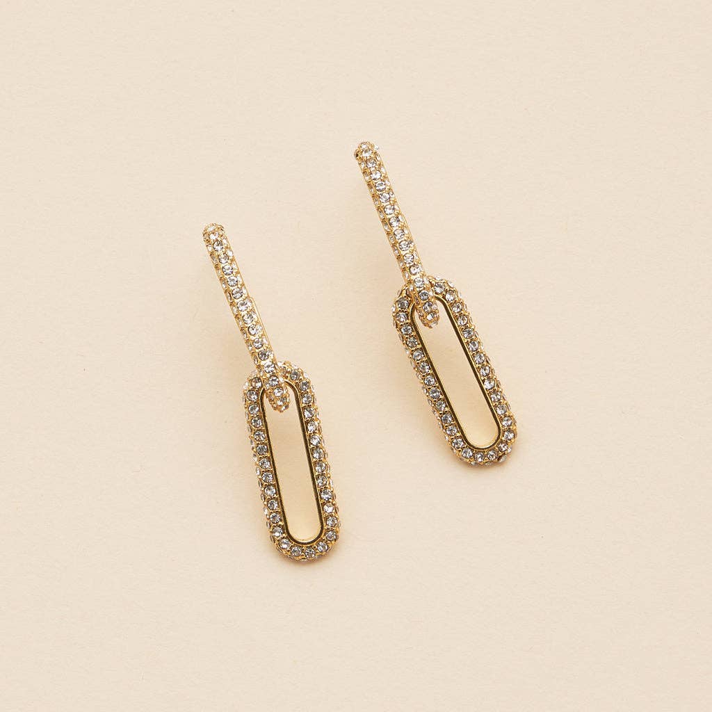 18k Gold Dipped Linked CZ Dangling Earrings | CZ Dangling Earrings: Gold / One / 4DE38068