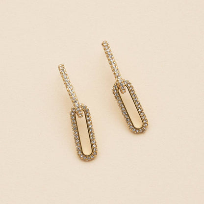 18k Gold Dipped Linked CZ Dangling Earrings | CZ Dangling Earrings: Gold / One / 4DE38068
