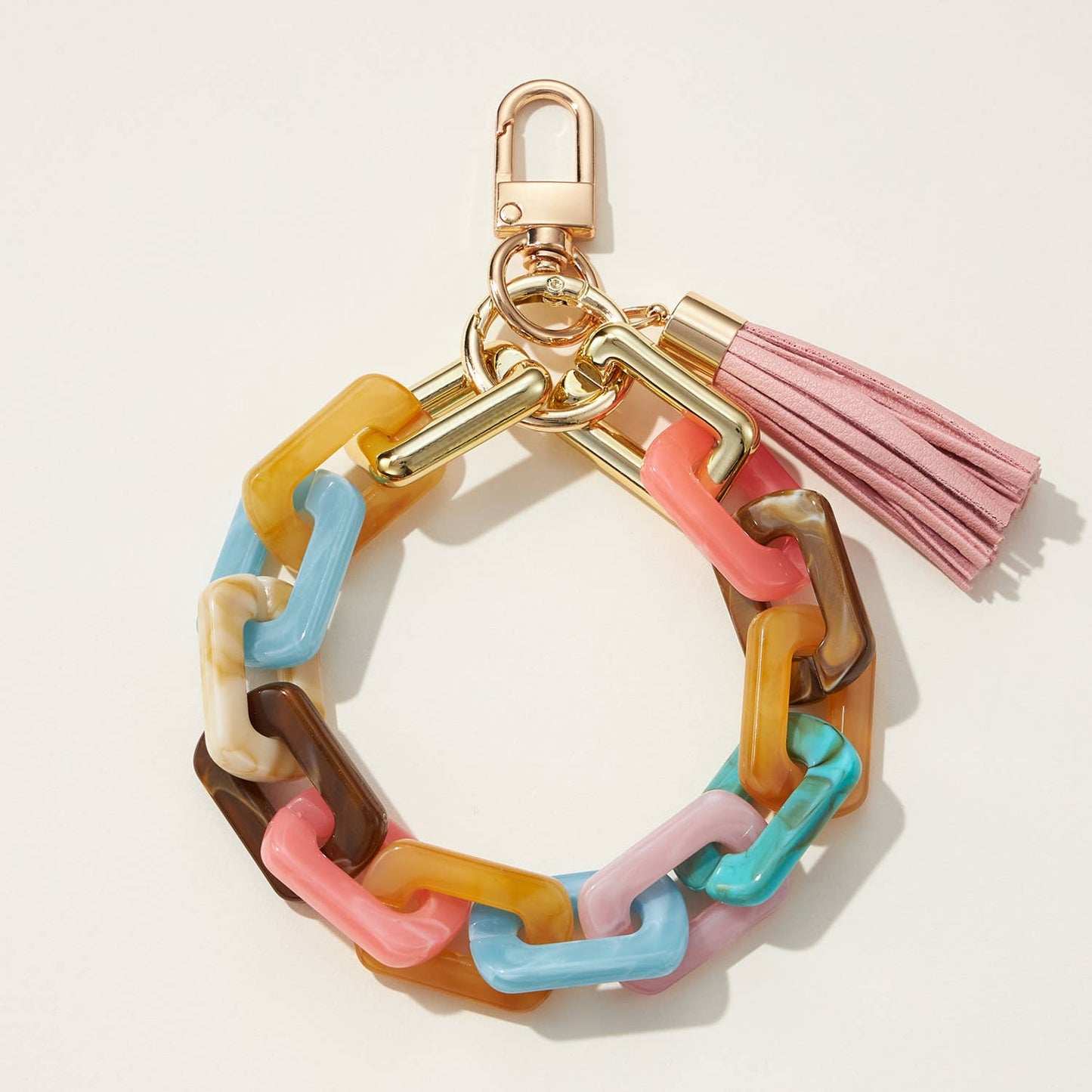 Two Tone Mixed Resin Chain Keychains with Tassel: MUL