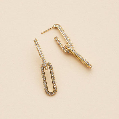 18k Gold Dipped Linked CZ Dangling Earrings | CZ Dangling Earrings: Gold / One / 4DE38068