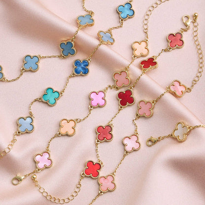 Colorful Shell Charm Bracelet with Gold Detailing: Multi Blue / One / 5SB21068