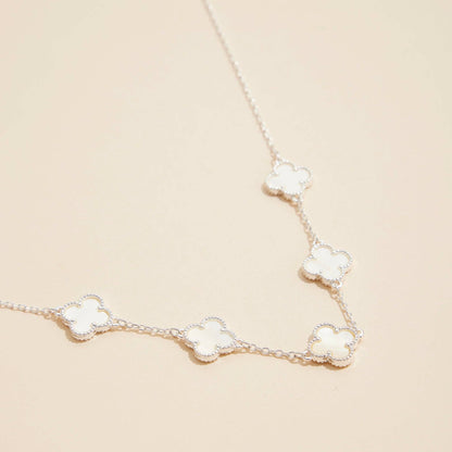 Gold Chain Necklace with Shell Inlay Charms: Blue Multi